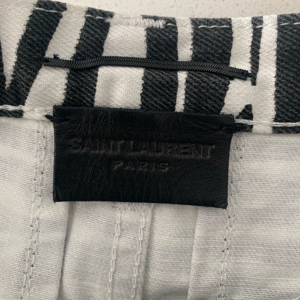 SOLD Saint Laurent Zebra Print Denim Skirt - Picture 5 of 11